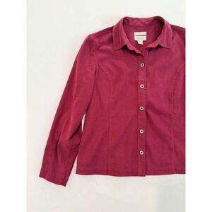 Christopher & Banks Jacket Womens M Red Button Shirt Top Casual School Chic Y2K